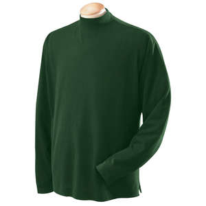 Devon & Jones Sueded Cotton Jersey Mock Turtleneck - Dark/All Green, Forest