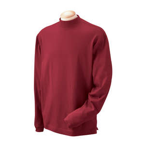 Devon & Jones Sueded Cotton Jersey Mock Turtleneck - Dark/All Red, Crimson