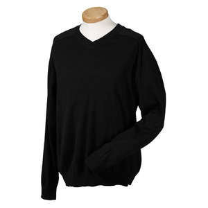 Devon & Jones Men's V-Neck Sweater - Dark/All Black