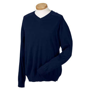 Devon & Jones Men's V-Neck Sweater - Dark/All Blue, Navy