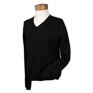 Devon & Jones Women's V-Neck Sweater - Dark/All Black