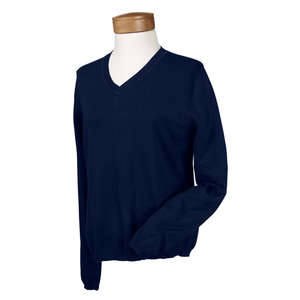 Devon & Jones Women's V-Neck Sweater - Dark/All Blue, Navy