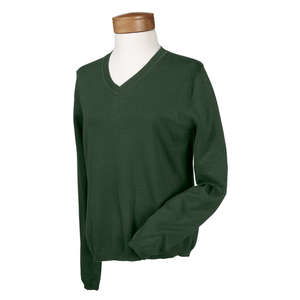 Devon & Jones Women's V-Neck Sweater - Dark/All Green, Forest