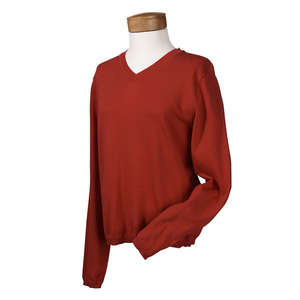 Devon & Jones Women's V-Neck Sweater - Dark/All Red
