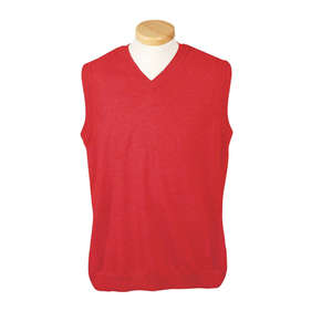 Devon & Jones V-Neck Vest - Dark/All Red