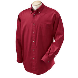 Devon & Jones Men's Titan Twill Dress Shirt - Dark/All Red, Crimson