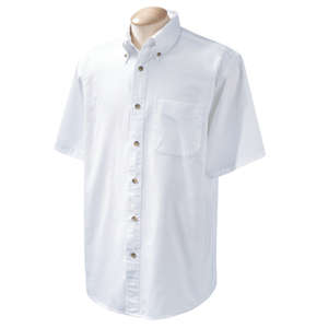 Devon & Jones Men's Titan Twill Short Sleeved Dress Shirt - Dark/All White