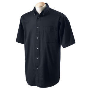 Devon & Jones Men's Titan Twill Short Sleeved Dress Shirt - Dark/All Black