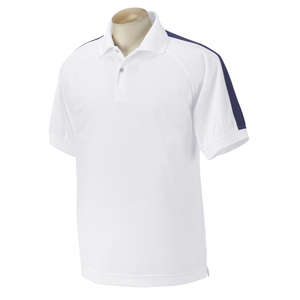 Devon & Jones Men's Dri-Fast Advantage Colorblock Mesh Polo - Dark/All White/Blue, New Navy