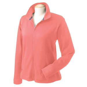 Devon & Jones Women's Peruvian Pima Interlock Full-Zip Jacket - Dark/All Melon