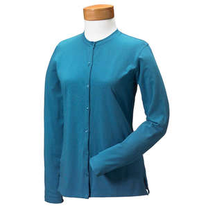 Devon & Jones Pink Women's Stretch Jersey Long-Sleeve Cardigan - Dark/All Blue Aster