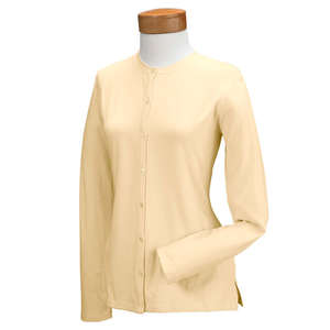 Devon & Jones Pink Women's Stretch Jersey Long-Sleeve Cardigan - Dark/All Yellow, Daffodil