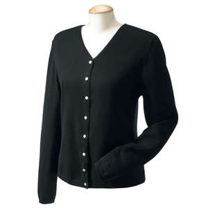 Devon & Jones Pink Women's Stretch Everyday Cardigan Sweater - Dark/All Black