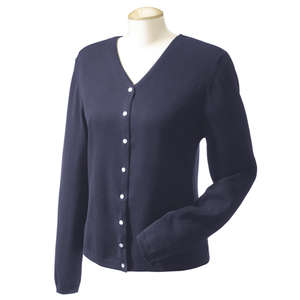 Devon & Jones Pink Women's Stretch Everyday Cardigan Sweater - Dark/All Blue, Ink