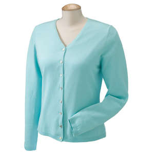Devon & Jones Pink Women's Stretch Everyday Cardigan Sweater - Dark/All Peony