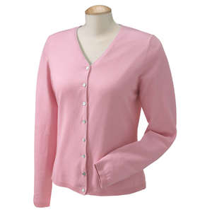 Devon & Jones Pink Women's Stretch Everyday Cardigan Sweater - Dark/All Pink, Wild Geranium