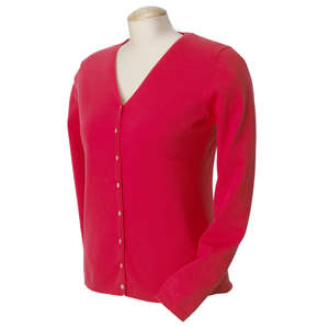 Devon & Jones Pink Women's Stretch Everyday Cardigan Sweater - Dark/All Red, Ruby