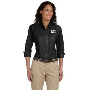 Custom Promotional Devon & Jones Pink Women's 3/4-Sleeve Stretch Poplin Blouse - Dark/All