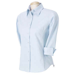 Devon & Jones Pink Women's 3/4-Sleeve Stretch Poplin Blouse - Dark/All Peony