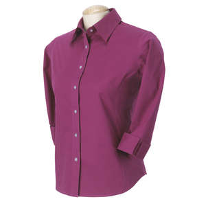 Devon & Jones Pink Women's 3/4-Sleeve Stretch Poplin Blouse - Dark/All Orchid