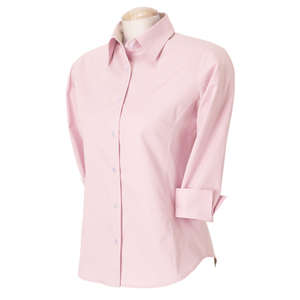 Devon & Jones Pink Women's 3/4-Sleeve Stretch Poplin Blouse - Dark/All Pink, Wild Geranium
