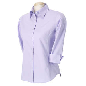 Devon & Jones Pink Women's 3/4-Sleeve Stretch Poplin Blouse - Dark/All Azalea