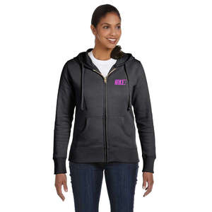 Custom Promotional econscious Women's Organic/Recycled Full-Zip Hoodie - Dark/All