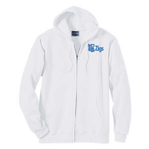 Custom Promotional Hanes 10 oz. 90/10 Ultimate Cotton Full-Zip Hoodie - White/Neutral