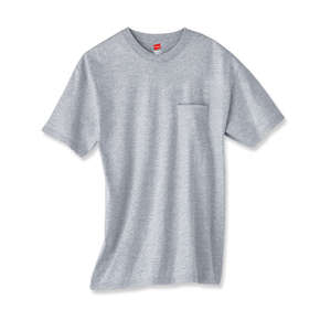 Hanes 6 oz. Tagless T-Shirt with Pocket - Light/Heather Steel, Light