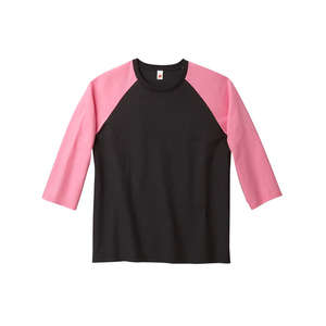 Hanes Women's ComfortSoft 3/4-Sleeve Raglan T-Shirt - Dark/All Black/Pink