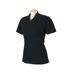 Harvard Square Women's Pima Reserve V-Neck Polo - Dark/All Black