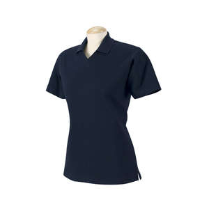 Harvard Square Women's Pima Reserve V-Neck Polo - Dark/All Blue, Navy