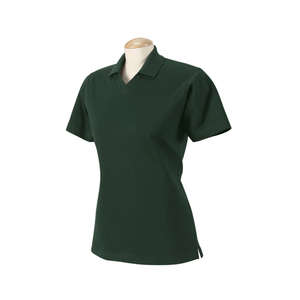 Harvard Square Women's Pima Reserve V-Neck Polo - Dark/All Green, Hunter