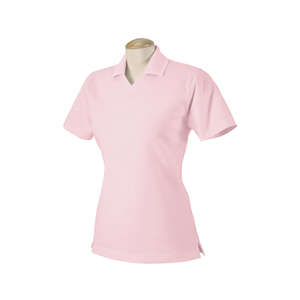 Harvard Square Women's Pima Reserve V-Neck Polo - Dark/All Pink