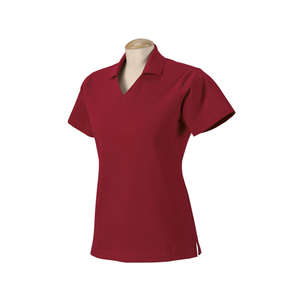 Harvard Square Women's Pima Reserve V-Neck Polo - Dark/All Red, True