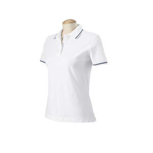 Harvard Square Women's Pima Reserve Tipped Pique Polo - Dark/All White/Blue, Navy/Blue, Carolina