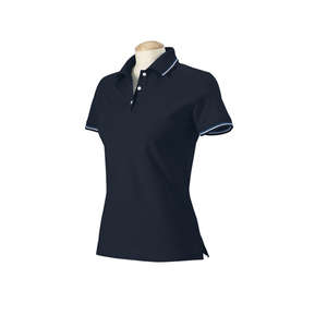 Harvard Square Women's Pima Reserve Tipped Pique Polo - Dark/All Blue, Navy/White/Blue, Royal