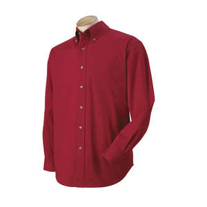 Harvard Square Men's Five-Star Performance Twill Shirt - Dark/All Garnet