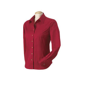 Harvard Square Women's Five-Star Performance Twill Shirt - Dark/All Garnet