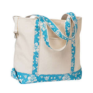Hyp 16 oz. Beach Tote Bag - Dark/All Natural/Blue, Hawaiian Hibiscus