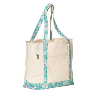 Hyp 16 oz. Beach Tote Bag - Dark/All Natural/Aqua Hibiscus