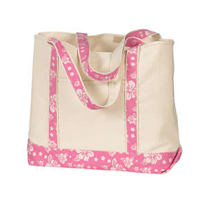 Hyp 16 oz. Beach Tote Bag - Dark/All Natural/Pink, Hibiscus