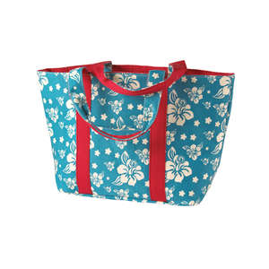 Hyp Reversible Printed Terry-Lined Tote - Dark/All Blue, Hawaiian Print/Poppy