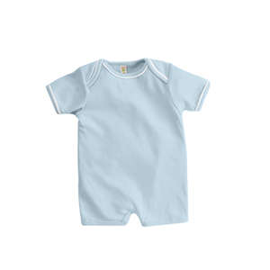 Apples & Oranges Infant Andy 1x1 Rib Shortall Romper - Dark/All Blue, Powder