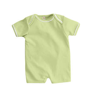 Apples & Oranges Infant Andy 1x1 Rib Shortall Romper - Dark/All Green Grapes
