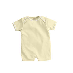 Apples & Oranges Infant Andy 1x1 Rib Shortall Romper - Dark/All Yellow, Banana