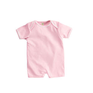 Apples & Oranges Infant Andy 1x1 Rib Shortall Romper - Dark/All Pink, Rosey Cheeks