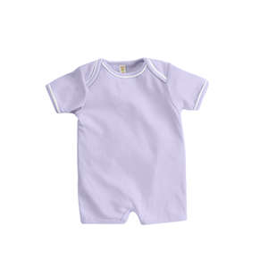 Apples & Oranges Infant Andy 1x1 Rib Shortall Romper - Dark/All Lilac