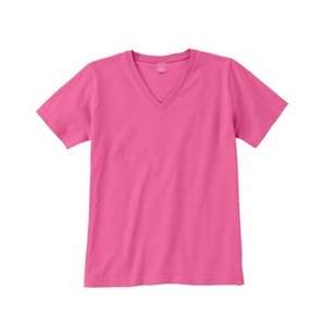 LA T Sportswear Women's Combed Ringspun V-Neck T-Shirt - Dark/Colors Raspberry