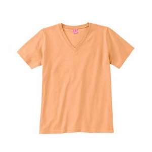 LA T Sportswear Women's Combed Ringspun V-Neck T-Shirt - Dark/Colors Cantaloupe